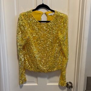 English Rose Yellow Sequin Top